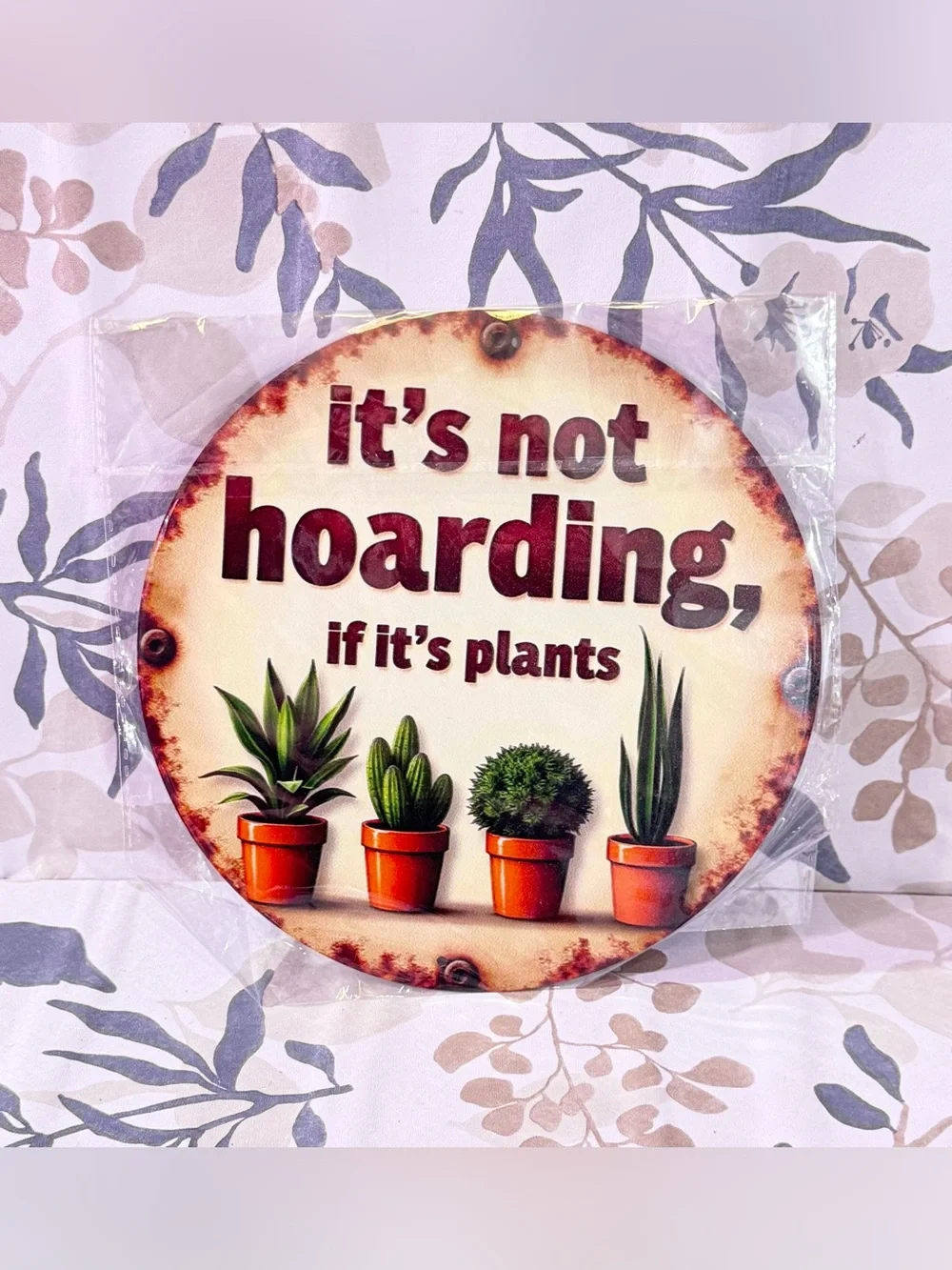 Round Metal Plant Sign 